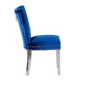 Blue velvet upholstery/ stainless steel legs dining chair by Galaxy additional picture 5