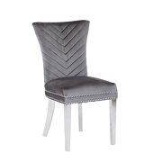 Gray velvet upholstery/ stainless steel legs dining chair by Galaxy additional picture 2