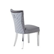 Gray velvet upholstery/ stainless steel legs dining chair by Galaxy additional picture 7