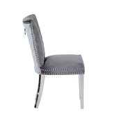 Gray velvet upholstery/ stainless steel legs dining chair by Galaxy additional picture 8