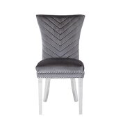 Gray velvet upholstery/ stainless steel legs dining chair by Galaxy additional picture 9
