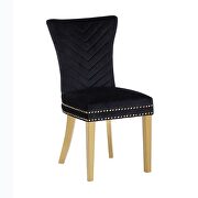2 piece gold legs dining chairs finished with velvet fabric in black by Galaxy additional picture 5