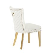 2 piece gold legs dining chairs finished with velvet fabric in beige by Galaxy additional picture 3