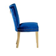 2 piece gold legs dining chairs finished with velvet fabric in blue by Galaxy additional picture 3