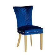 2 piece gold legs dining chairs finished with velvet fabric in blue by Galaxy additional picture 4