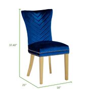 2 piece gold legs dining chairs finished with velvet fabric in blue by Galaxy additional picture 5