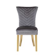 2 piece gold legs dining chairs finished with velvet fabric in gray by Galaxy additional picture 5