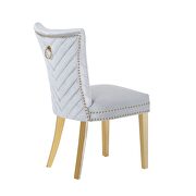 2 piece gold legs dining chairs finished with velvet fabric in silver by Galaxy additional picture 2