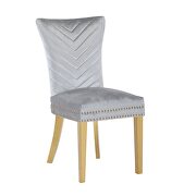 2 piece gold legs dining chairs finished with velvet fabric in silver by Galaxy additional picture 5