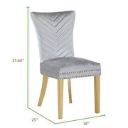 2 piece gold legs dining chairs finished with velvet fabric in silver by Galaxy additional picture 6