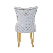 2 piece gold legs dining chairs finished with velvet fabric in silver by Galaxy additional picture 7
