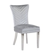 Silver velvet upholstery/ stainless steel legs dining chair by Galaxy additional picture 3