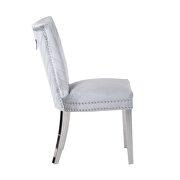 Silver velvet upholstery/ stainless steel legs dining chair by Galaxy additional picture 4