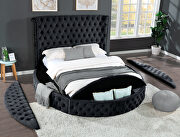 Round velvet glam style queen bed w/ storage in rails by Galaxy additional picture 4