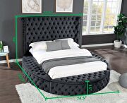 Round velvet glam style queen bed w/ storage in rails by Galaxy additional picture 5