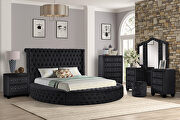 Round velvet glam style queen bed w/ storage in rails by Galaxy additional picture 6