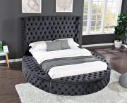 Round velvet glam style king bed w/ storage in rails by Galaxy additional picture 2