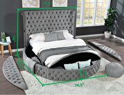 Round gray velvet glam style queen bed w/ storage in rails by Galaxy additional picture 2
