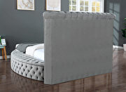 Round gray velvet glam style queen bed w/ storage in rails by Galaxy additional picture 5