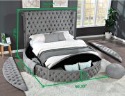 Round gray velvet glam style king bed w/ storage in rails by Galaxy additional picture 3