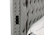 Gray velvet upholstery glam style queen bed w/ storage in rails by Galaxy additional picture 3