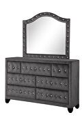 Gray velvet upholstery glam style queen bed w/ storage in rails by Galaxy additional picture 9