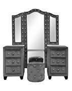 Gray velvet upholstery glam style queen bed w/ storage in rails by Galaxy additional picture 10