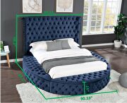Round navy velvet glam style queen bed w/ storage in rails by Galaxy additional picture 2