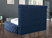 Round navy velvet glam style queen bed w/ storage in rails by Galaxy additional picture 5