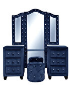 Navy velvet upholstery glam style queen bed w/ storage in rails by Galaxy additional picture 14