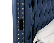 Navy velvet upholstery glam style queen bed w/ storage in rails by Galaxy additional picture 6