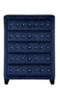 Navy velvet upholstery glam style queen bed w/ storage in rails by Galaxy additional picture 8