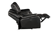 Faux leather upholstery power reclining sofa in black by Galaxy additional picture 11