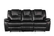 Faux leather upholstery power reclining sofa in black by Galaxy additional picture 12
