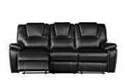 Faux leather upholstery power reclining sofa in black by Galaxy additional picture 13