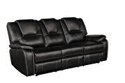 Faux leather upholstery power reclining sofa in black by Galaxy additional picture 14