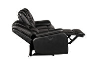 Faux leather upholstery power reclining sofa in black by Galaxy additional picture 17