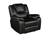 Faux leather upholstery power reclining sofa in black by Galaxy additional picture 3