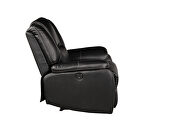 Faux leather upholstery power reclining sofa in black by Galaxy additional picture 4