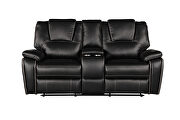 Faux leather upholstery power reclining sofa in black by Galaxy additional picture 7