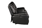 Faux leather upholstery power reclining loveseat in black by Galaxy additional picture 4