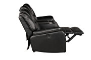 Faux leather upholstery power reclining loveseat in black by Galaxy additional picture 5