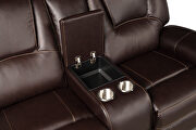 Faux leather upholstery power reclining sofa in brown by Galaxy additional picture 11