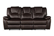 Faux leather upholstery power reclining sofa in brown by Galaxy additional picture 12