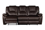 Faux leather upholstery power reclining sofa in brown by Galaxy additional picture 13