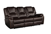 Faux leather upholstery power reclining sofa in brown by Galaxy additional picture 14