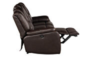 Faux leather upholstery power reclining sofa in brown by Galaxy additional picture 16