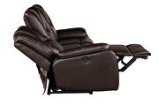Faux leather upholstery power reclining sofa in brown by Galaxy additional picture 17