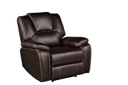 Faux leather upholstery power reclining sofa in brown by Galaxy additional picture 3