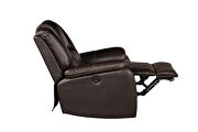 Faux leather upholstery power reclining sofa in brown by Galaxy additional picture 5